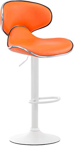 CLP Barhocker Las Vegas V2 Mit Kunstlederbezug I Thekenhocker Mit Fußstütze I Tresenhocker Mit Trompetenfuß I Barstuhl Höhenverstellbar, Farbe:orange, Gestell Farbe:weiß