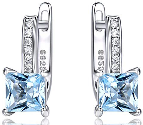 XIRENZHANG Frauen Ohrringe 925 Sterling Silber Hängender Himmel blau Topas Edelstein Ohrringe Einfaches Temperament High-End-Ohrringe Blue
