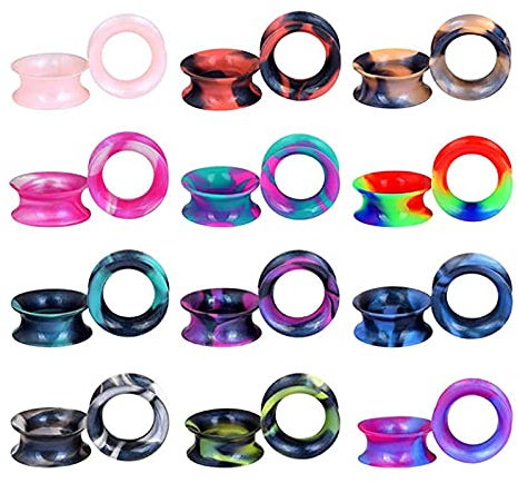 XINHE 12 Paare Silikon Ear Tunnel Plug Weiche Silikon Tunnel Set Expander Stretching Ohr Piercing Schmuck 6-25MM,1(25mm)