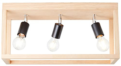 Brilliant Lampe, Nerea Deckenleuchte 3flg eiche geölt, Holz/Metall, 3x A60, E27, 15W,Normallampen (nicht enthalten)