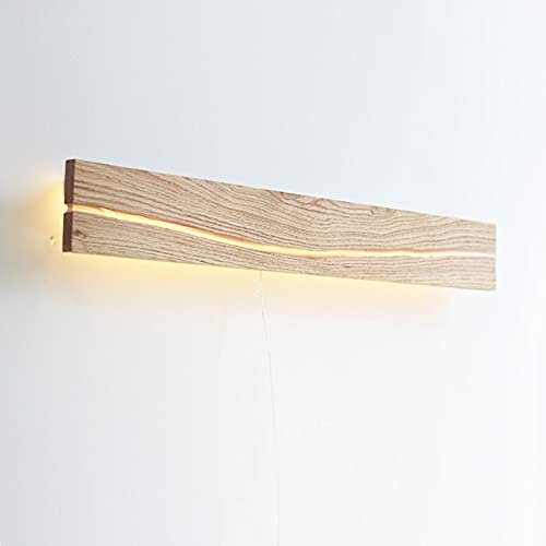 MOLOURK Holz LED Wandleuchte Innen Vintage Industrial Massivholz Riss Lang Wandlampe Dimmbar Schlafzimmer Flur Verstellbar Dekoration Wandbeleuchtung Badlampe für Badzimmer Wohnzimmer Treppen 100cm