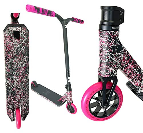Root Industries R-Type Stunt-Scooter H= 82,5mm Park Trick Tret Roller + Fantic26 Sticker (Pink Schwarz Weiss Splatter)