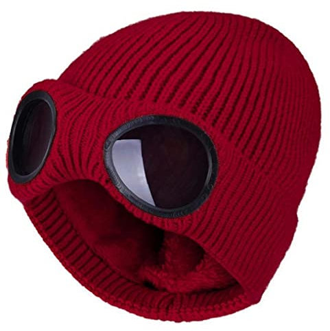 Pinicecore Wolle Gestrickte Goggles Beanie Warme Hut Outdoor Sport Cap Keeper Ohr Schnee Kaltschutz Für Unisex