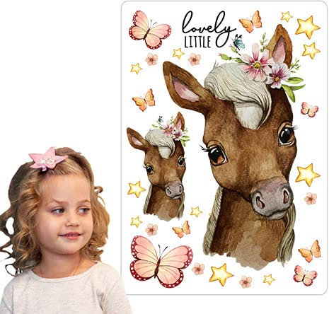 Bügelbilder Pferd Pferdchen Schmetterlinge Sterne Set in A5 Applikation Kissen Shirt Taschen Bügelbild Bügelmotiv Patch Aufbügelbilder bb247 ilka parey wandtattoo-welt®
