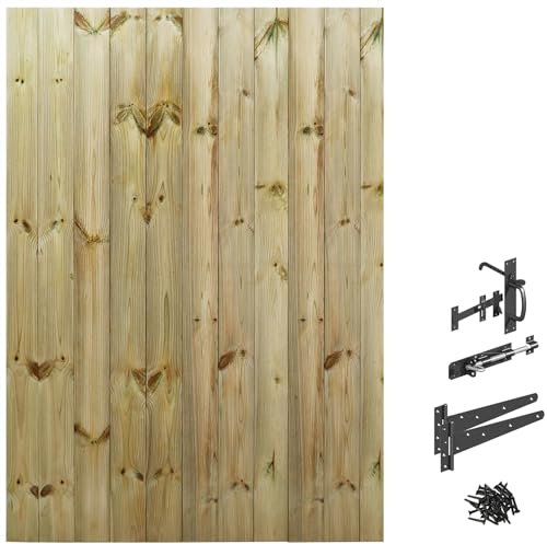 Flat Top Upto H: 6ft x W: 120cm Tongue & Groove Bespoke Garden Gate Custom Made Wooden Fully Framed Treated Strong + Suffolk Hinge Pack Rear/Side/Pathway Access [Upto] Height: 1800mm x Width 1200mm