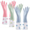 XIACIBDUS Rubber Cleaning Gloves, Washing Up Gloves Kitchen Dishwashing, Latex Free Long Cuff Cotton Lined Household Gloves for Laundry, Gardening（Medium Wide Mouth Gloves）