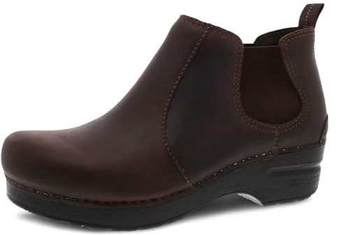 Dansko Frankie Classic Stapled Clog in Ankle Boot Style - Anti-Fatigue Rocker Bottom Promotes Forward Foot Motion - Premium Leather Uppers for Long-Lasting Wear Antique Brown 11.5-12 M US