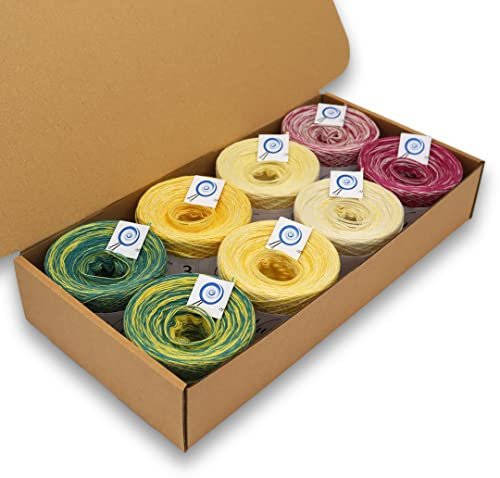 Farbverlaufsgarn, Wunderkiste 3-fädig 2.000m, (8 X 250m) 400g, BOBBEL Farbverlaufsgarn zum Stricken und Häkeln, Garn, Wolle, Yarn for knitting and crocheting (WU0137)