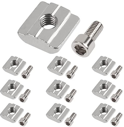 Yeepeo 10 Stück Nutensteine M8, Serie 3030 M6 Nutsteine Set T-Nut Typ B Kohlenstoffstahl T Nutenstein und Innensechskantschraube Steckverbindersatz für Aluminiumprofil-Extrusionsschlitz
