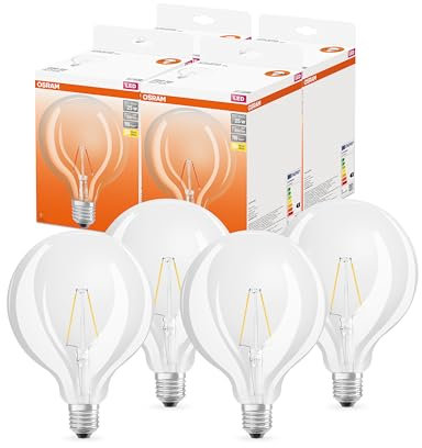 OSRAM Lampada a LED LED Star Globe 125 per base E27, forma del globo, FIL, 250 lumen, bianco caldo, 2700k, sostituzione per lampadine da 25 W convenzionali, non dimmerabile, 4 pacchetti