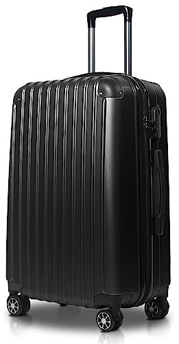 Nilpferd Handgepäck Koffer Reisekoffer mit Rollen Trolley Handgepäck Trolley Rollkoffer Sicherheit Zahlenschloß Airline-kompatibel Handgepäck 4 Rollen (Schwarz, M:37 * 23 * 57cm)