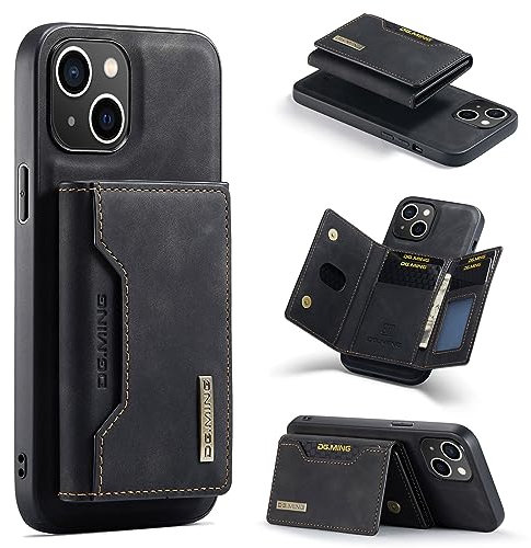 ZCDAYE Wallet Case for iPhone 15, Leather Phone Case with Removable Magnetic Card Holder Men Women Cases Useful Protective Phone Cover for iPhone 15 (6.1 inches), Black