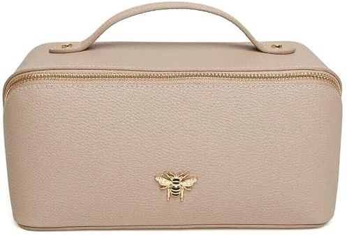 Luxury Beauty Case by Alice Wheeler London Train Case Vanity Toiletry Bag Make-Up Case for Ladies 3 Different Sizes ! (Stone, Large)