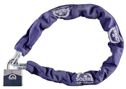 Squire Locks Warrior Heavy Duty Bike Lock and Chain – High Security Padlock and Chain with Keys – 1200 mm Length – 10 mm Link Diameter – Sold Secure Bicycle Gold Approved