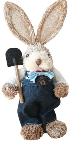Meanju Osterhasen Aus Stroh,Osterhasen Figuren Groß,Stroh Osterhasen Handgemacht,Easter Standing Bunny Statue,XXL Strohfiguren Deko-Hase Strohfiguren für Ostern, NZNT