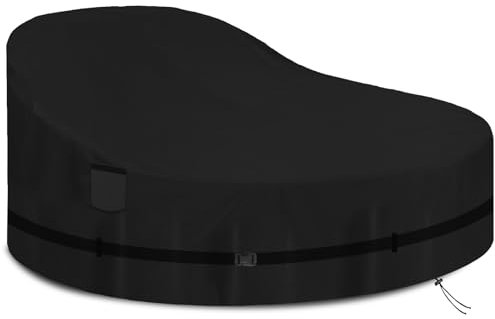 YMPPMKN Sonneninsel Schutzhülle Rund Schwerlast 600D Oxford Gewebe mit Schnallen, Wasserdicht, Winddicht, UV-Beständiges Sonneninsel Abdeckung Rund (Schwarz,230 * 90cm)