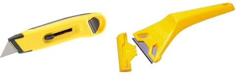 STANLEY Retractable Blade Utility Knife 150mm 0-10-088 & 0-28-590 593OC Plastic Window Scraper Compatible with Plastic