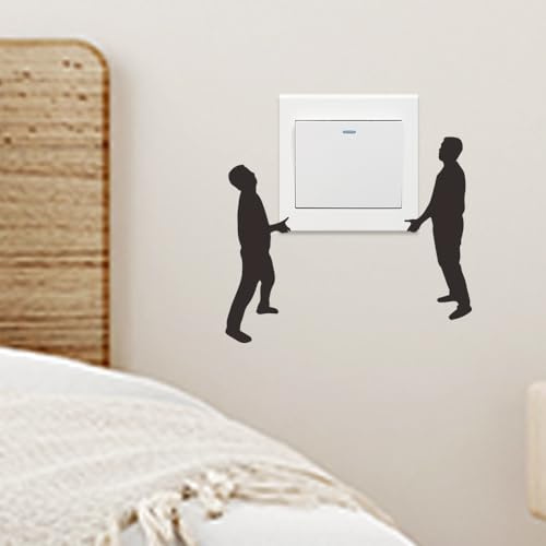 Winhappyhome 3 Stück kreative Schalter-Aufkleber für Jungenzimmer, Zuhause, Büro, Dekoration, Aufkleber, 2 Mann, Wall Stickers 01