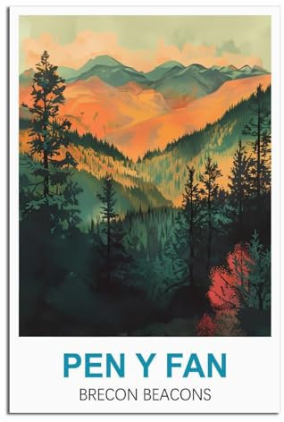 iPuzou Pen Y Fan Brecon Beacons Vintage Travel Posters 08x12inch(20x30cm) Canvas Painting Poster And Print Wall Art Picture for Living Room