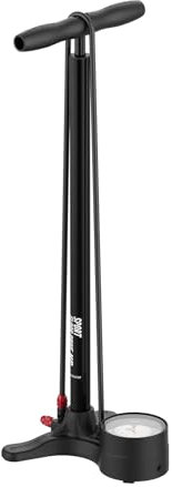 LEZYNE Sport Floor Drive 3.5 Bomba de suelo de bicicleta de alta presión con calibre analógico de 3.5 pulgadas – Bomba de aire de neumáticos duradera de 220 PSI para bicicletas de carretera/pista