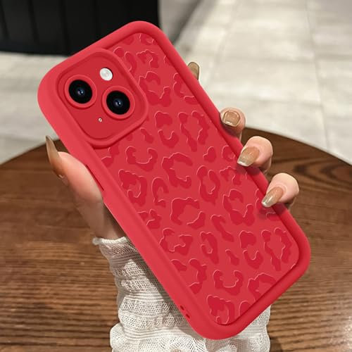 MOWIME Compatible with iPhone 14 Plus Case, Cheetah Print Shockproof Soft TPU Protective Case for Women Girls, Slim Anti Scratch Leopard Case for iPhone 14 Plus 6.7 Inch, Red