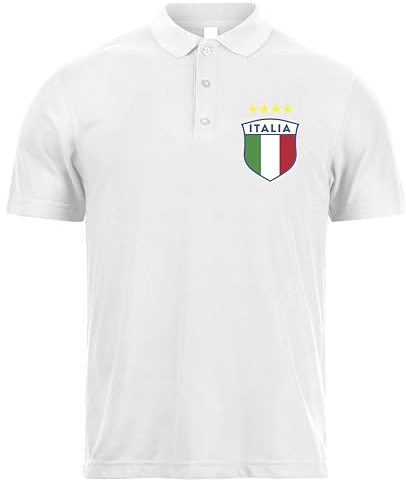 lepni.me Polo de Football Italien pour Homme avec Votre Nom et Numéro | Drapeau Italien Insigne Maillot Personnalisé | Championnat d'europe 2024 (XXL Blanc sans Impression)