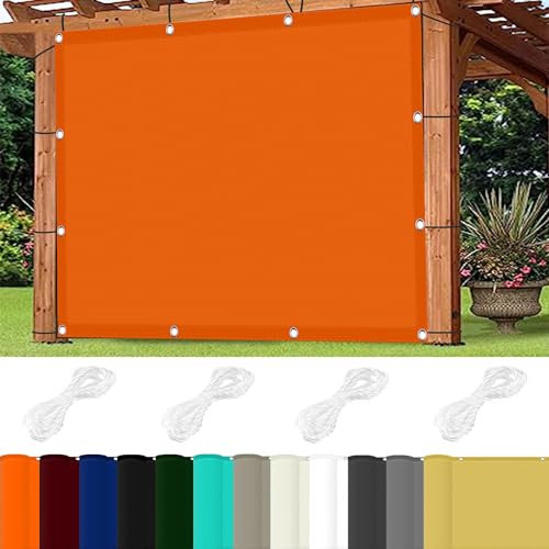 Filet d'ombrage Rideau pour Pergola 4 x 8 m 98% UV Protection,Polyester, Toile de Jardin Imperméab avec Oeillets avec Cordons pour Pergola, Fleurs, Patio Lawn., Orange