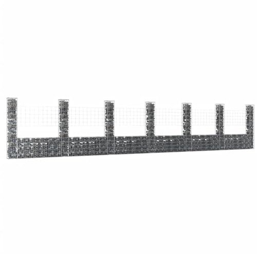 Sufrk Gabione in U-Form mit 7 Stangen aus Eisen 740 x 20 x 150 cm, Gabione Stein Korb