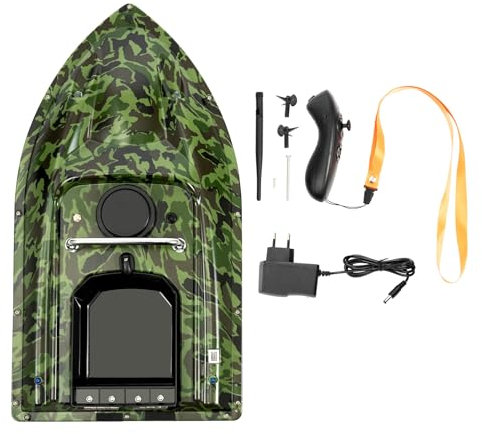 HOARLICN 500m Futterboot, Köderboot Fernbedienung Futterboote Köderboot Boot 1.5kg Beladung Fischköder Abs Futterboot Mit LED-Leuchten Lange Standby-Zeit Tarnung Bait Boat