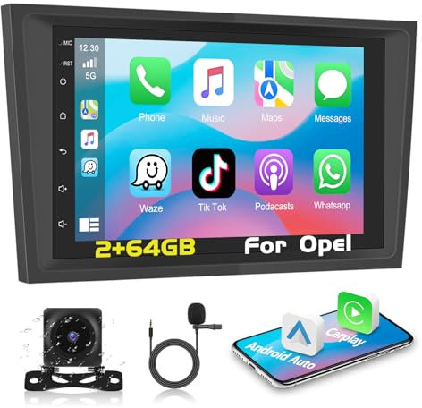 Podofo Autoradio für Opel Astra Antara Vectra Corsa Zafira Meriva Vivaro Combo Autoradio 1+32G mit Carplay Android 7 mit GPS-Navigation, Bluetooth WiFi RDS + Rückfahrkamera