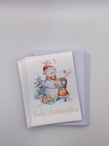 Friendly Fox Weihnachtskarten Set, 24 Weihnachtskarten mit Umschlag, A6 Aquarell Karten Weihnachten, Grußkarten Weihnachten Postkarte mit Briefumschlag