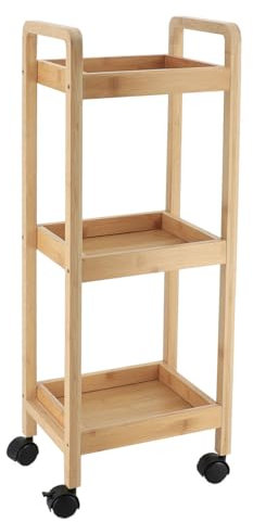 TENDANCE Meuble Desserte roulante 3 Niveaux H 79 cm - Naturel