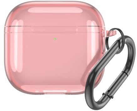 WMFASBAG Custodia protettiva trasparente Custodia in TPU antiurto Custodia morbida in pelle con moschettone Custodia trasparente Anticaduta for Apple AirPods 4 2024 Custodia di ricarica (ros