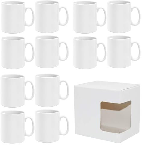 Partycolarità | Set da 12 Tazze Bianche in Polimero per Sublimazione | 325 ml | da Personalizzare per Feste e Regali | per Caffè, Tè, Tisana, Colazione
