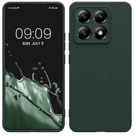 kwmobile Handyhülle kompatibel mit Xiaomi 14T Hülle - Handy Case aus weichem Silikon in Moosgrün