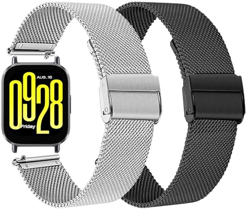 RuenTech Metall Uhrenarmband kompatibel für Xiaomi Redmi Watch 5 Active Armband, Edelstahlarmband für Redmi Watch 5 Lite Armband für Männer und Frauen (Silber+Schwarz)