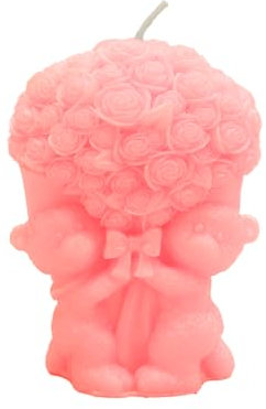 lvifloae Süßer Bär mit Herz-Duftkerze, Duftkerze, Rosebä -Kerze, Sojawachs, Aromatherapie, Rosenförmige Kerzen, dekorative süße Geschenkkerze, langanhaltendes Parfüm (Light Red)