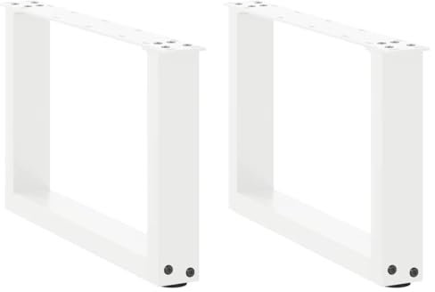 vidaXL Pieds de Table Basse en U, 2 pièces, Blanc, 50 x (30-31) cm, Acier