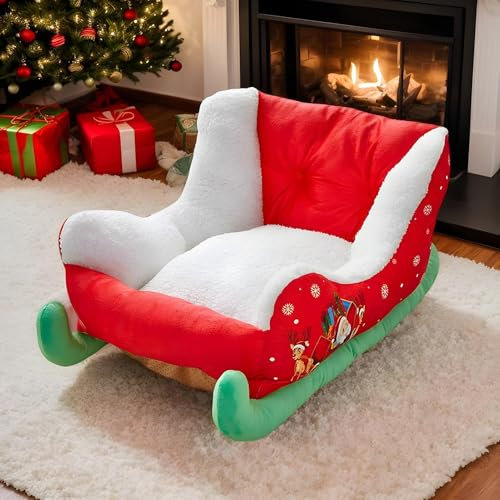 Generisch Weihnachts-Hundebett, süßes rotes Weihnachts-Katzen-Hundebett, festliches, gemütliches Plüsch-Hundebett, weiches und bequemes Haustier-Couch-Katzenbett, faltbares Hunde-Katzen-Höhlenbett
