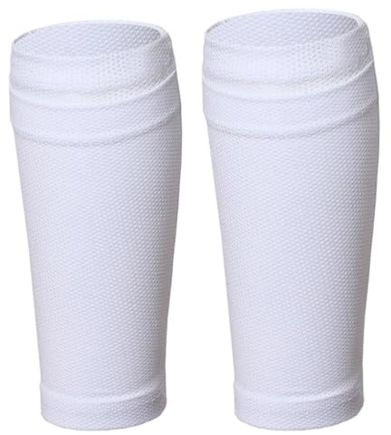 2PCS Schienbeinschonerhalter, Schienbeinschoner Halter Fußball, Schienbeinschoner Socken, Stutzenhalter Fußball, Schienbeinschoner Schutzausrüstung Halter für Männer Frauen Jungen Mädchen (Weiß, S)