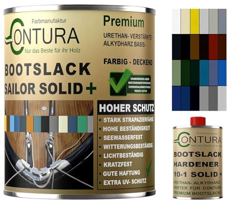 Contura 2K Bootslack RAL Farbe Yachtlack Holzlack GFK Metall Boot Schiffslack seidenmatt Buntlack Sailor Solid (Pegasus Grau RAL 7044 Analog, 2,75 Liter (2,5Liter+250ml. Härter))