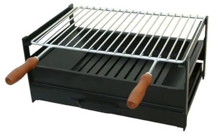 MAESTRO FERRETERO MF - Parrilla de Acero para Barbacoas con Cajón Recoge Cenizas - Metal Rack/Griller G6018 51x33x25 cm
