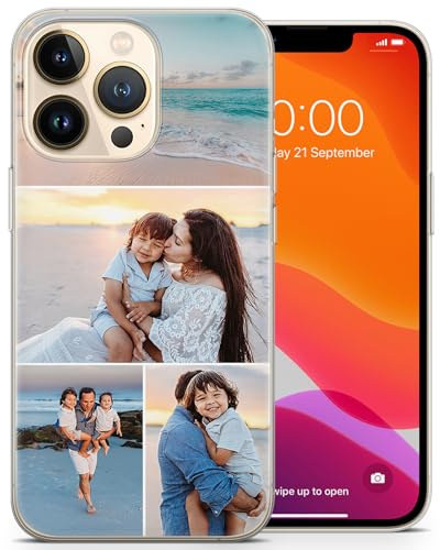 AIGAT Personalisierte Handyhülle für iPhone 16e - Flexibel Silikon TPU Hülle Gestalten Sie mit Eigenen 4 Bildern Foto Logo & Text - Fügen Sie Ihre Idee hinzu