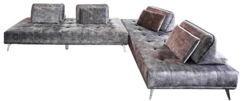 KAWOLA Ecksofa Samt Anthrazit WIOLO Wohnlandschaft, Velvet Sofa, Groß für Wohnzimmer