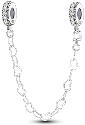 Hapour 925 Sterling Silber Charm Sicherheitskette für Armband mit Clip | Sicherheitskette für Anhänger Blauer Seestern Muschel Libelle Engel Kreuz Herz Charm Safety Chain Stopper Kette für Armbänder