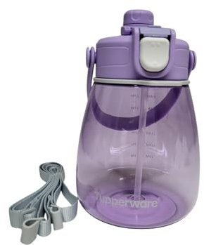 Tupperware to Go Eco Easy 1,1 Liter Sportfreund Exlusiv Flasche Trinkflasche mit Clipverschluss Flip Top 1100ml Aquadrop (lila Zeitangabe)