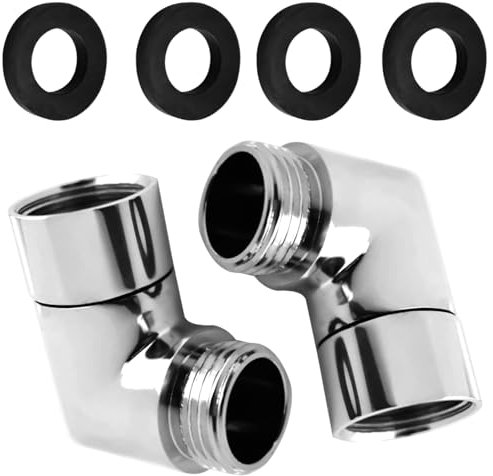 2 Stück Duschschlauch Adapter Wasserhahn Duschschlauch VerlängerungDoppelnippel,Winkelstück für Handbrause Adapter,Winkelstück 90 Grad Winkel Adapter,Shower Head Elbow Adapter