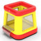 QPAU 3-in-1-Bällebad und Trampolin für Kleinkinder, aufblasbare Hüpfburg mit Sicherheitsnetz, Outdoor-Spielzeug für Kleinkinder von 1–3 Jahren, Hüpfburg für den Innenbereich, Babyspielplatz