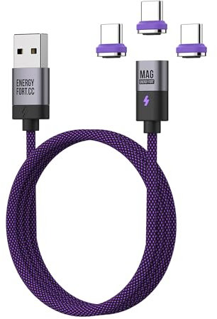 MOSHOU Magnetisches 240W USB-A auf USB-C Ladekabel (1.2m) – Flexibler Anschluss, Robust & Schnellladefähig für iPhone 16 Pro Max, Samsung S25, iPad Pro/Air/Mini,MacBook Pro/Air