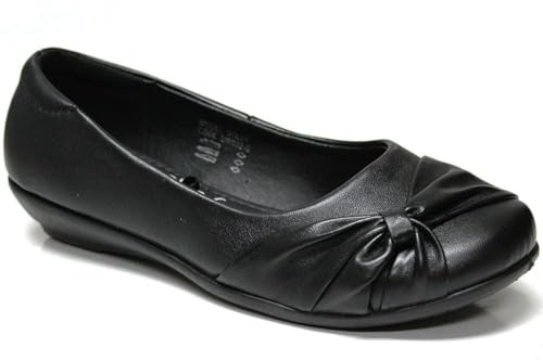 Us Brass Dolly Girls Bow Details Slip On School Mary Jane Shoes Black (Black, UK Footwear Size System, Big Kid, Women, Numeric, Medium, 3)